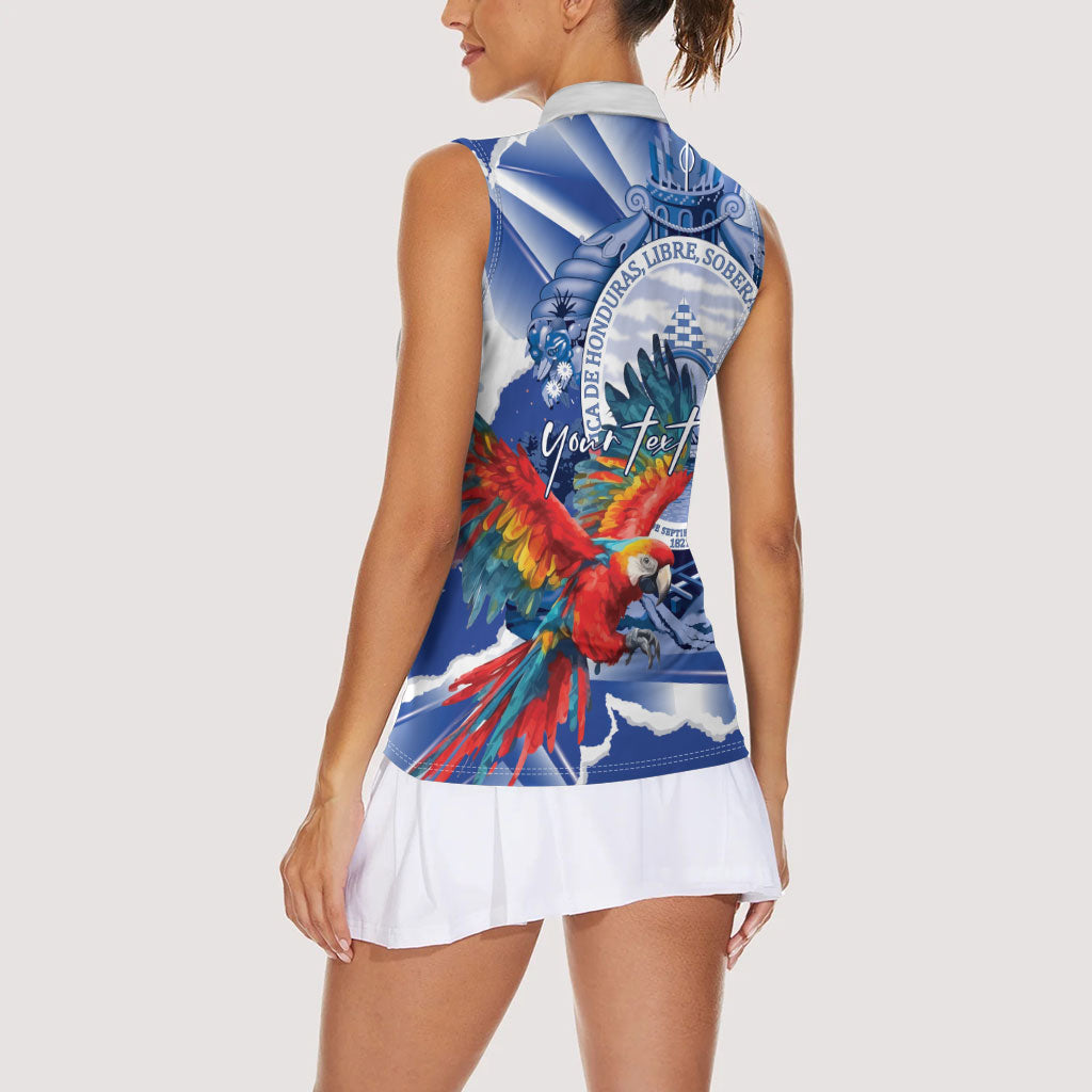 Personalized Honduras Scarlet Macaw Women Sleeveless Polo Shirt Happy Independence Day