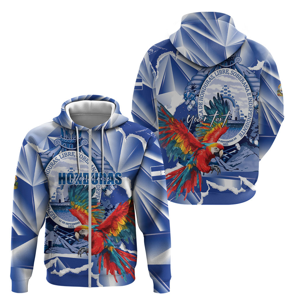 Personalized Honduras Scarlet Macaw Zip Hoodie Happy Independence Day