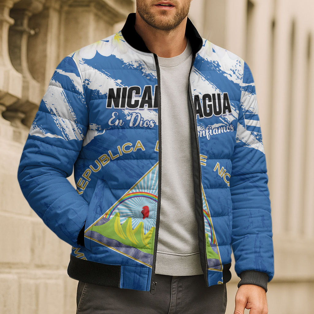Personalized Nicaragua Sacuanjoche Bomber Puffer Jacket Happy Independence Day