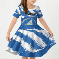 Personalized Nicaragua Sacuanjoche Kid Short Sleeve Dress Happy Independence Day