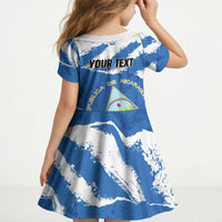 Personalized Nicaragua Sacuanjoche Kid Short Sleeve Dress Happy Independence Day