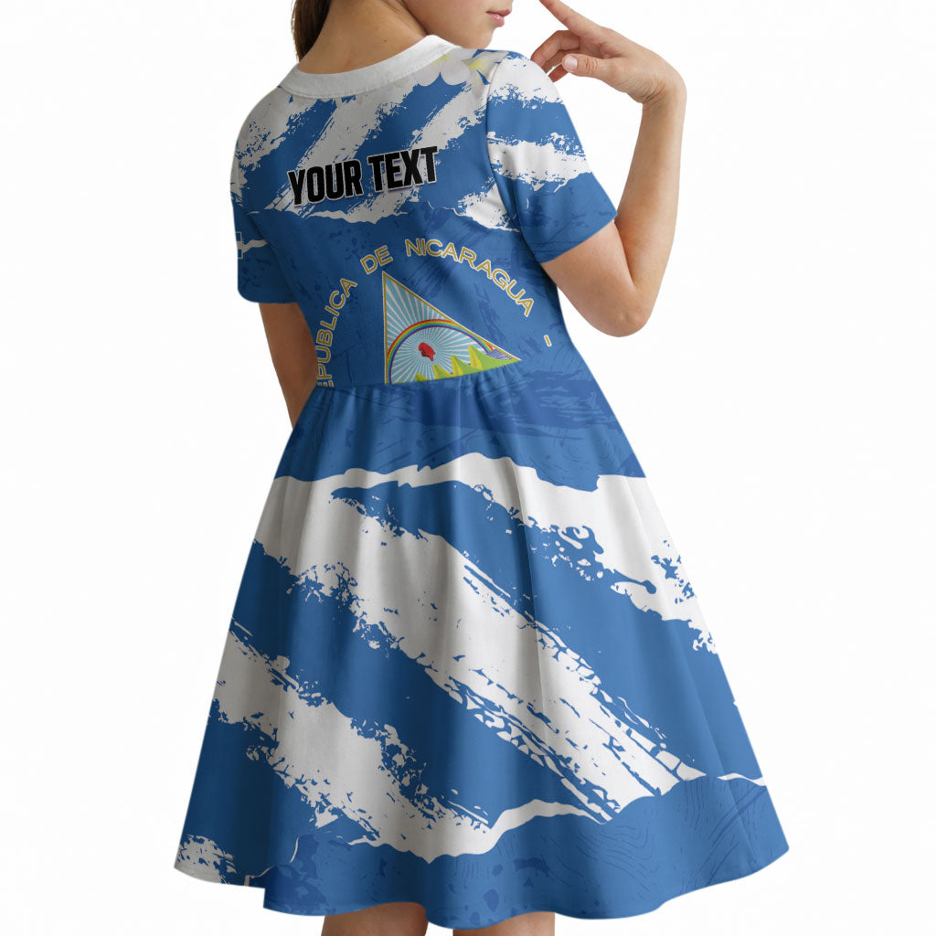 Personalized Nicaragua Sacuanjoche Kid Short Sleeve Dress Happy Independence Day