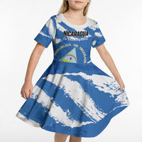 Personalized Nicaragua Sacuanjoche Kid Short Sleeve Dress Happy Independence Day
