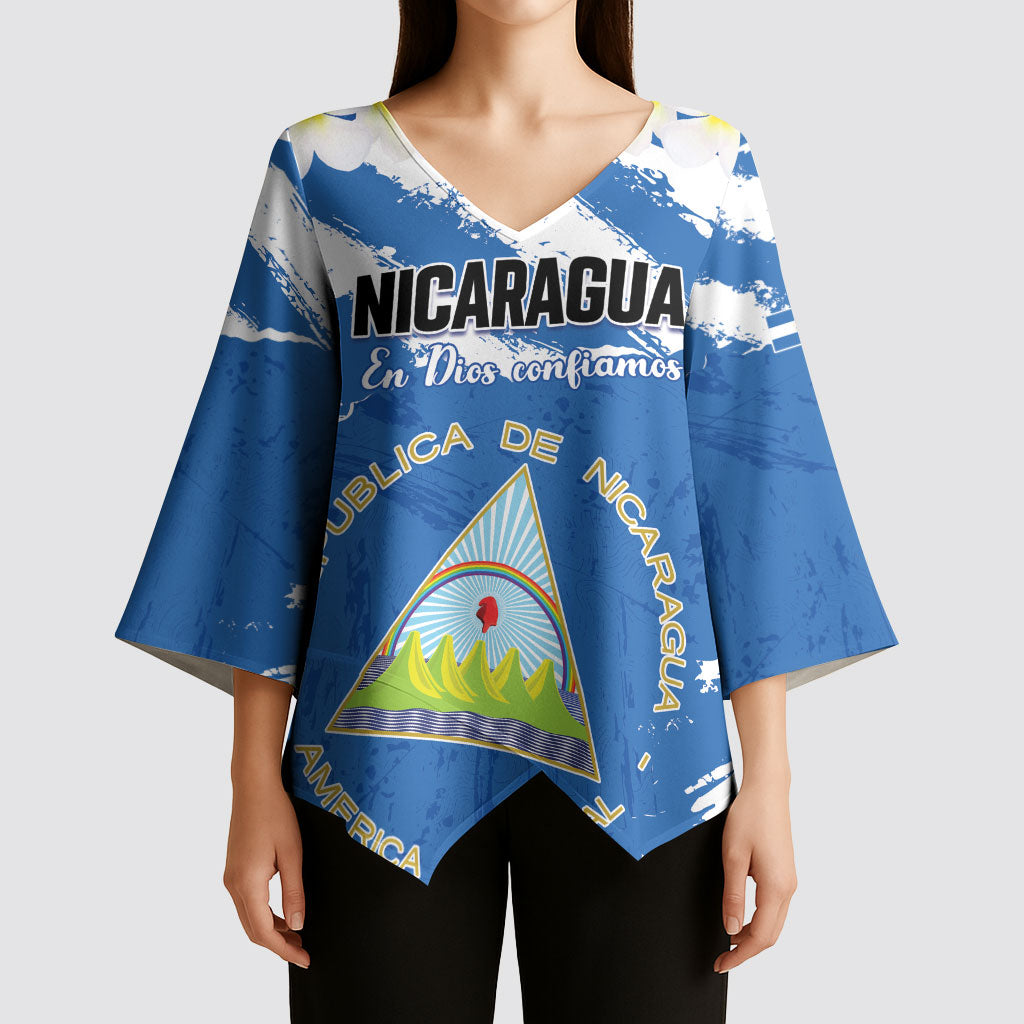 Personalized Nicaragua Sacuanjoche Kimono Sleeve Blouse Happy Independence Day