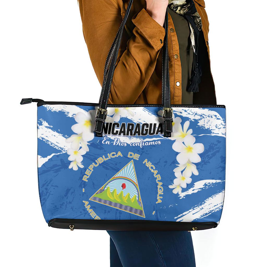 Nicaragua Sacuanjoche Leather Tote Bag Happy Independence Day