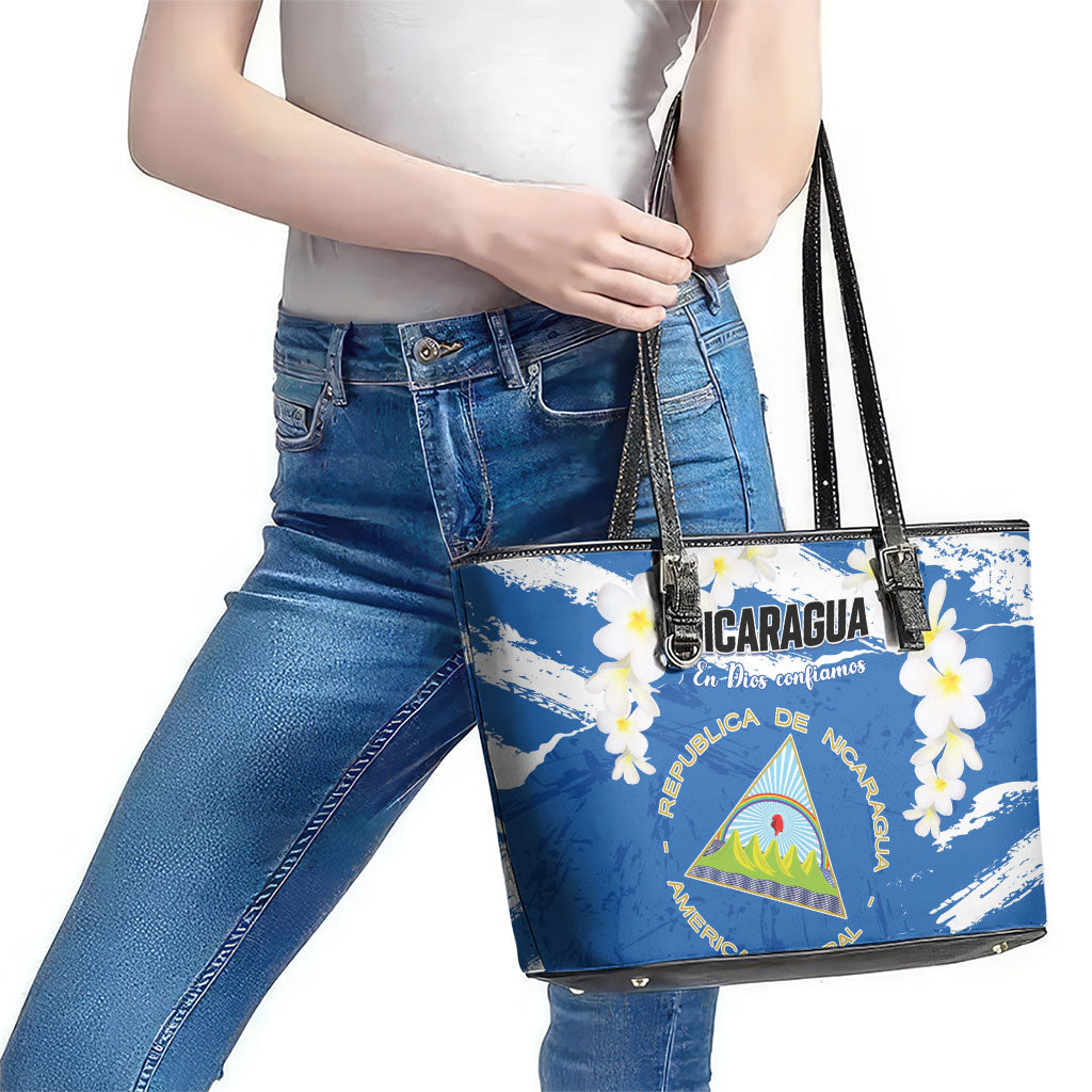 Nicaragua Sacuanjoche Leather Tote Bag Happy Independence Day
