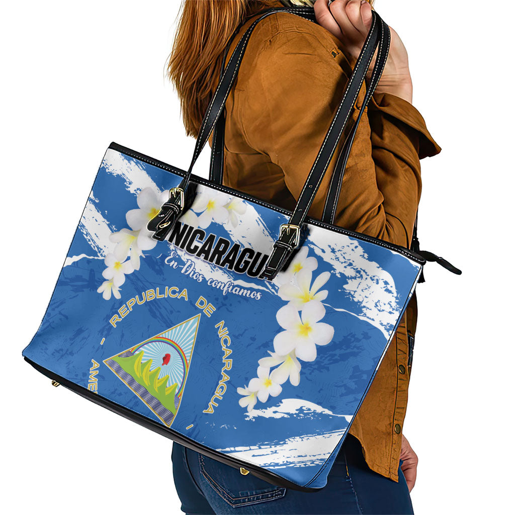 Nicaragua Sacuanjoche Leather Tote Bag Happy Independence Day