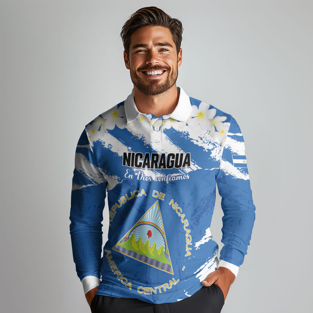 Personalized Nicaragua Sacuanjoche Long Sleeve Polo Shirt Happy Independence Day