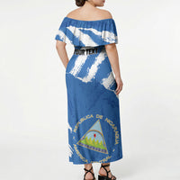 Personalized Nicaragua Sacuanjoche Off Shoulder Maxi Dress Happy Independence Day