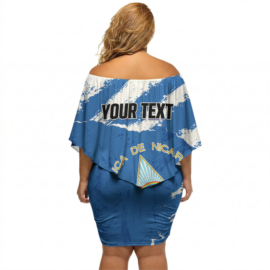 Personalized Nicaragua Sacuanjoche Off Shoulder Short Dress Happy Independence Day