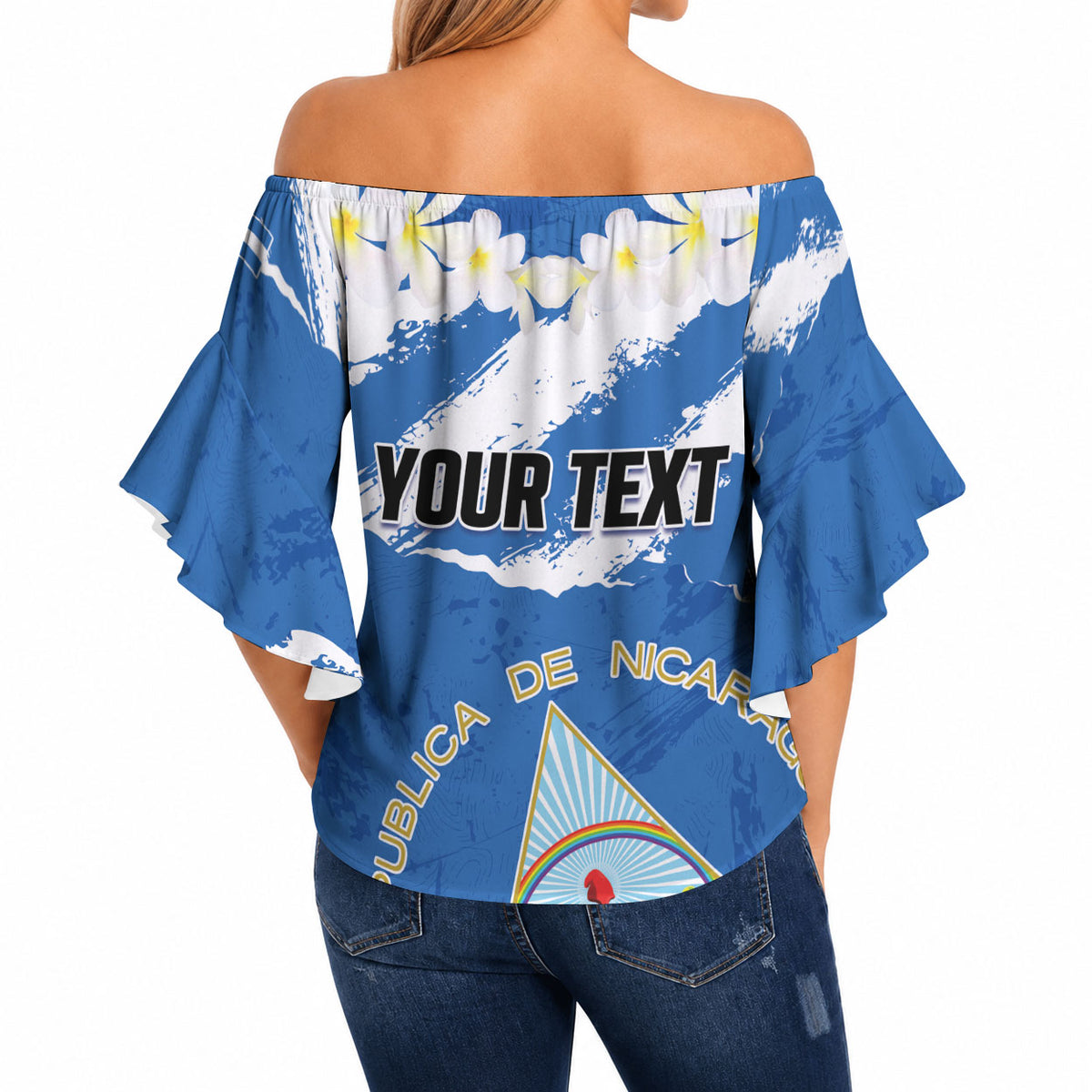 Personalized Nicaragua Sacuanjoche Off Shoulder Wrap Waist Top Happy Independence Day