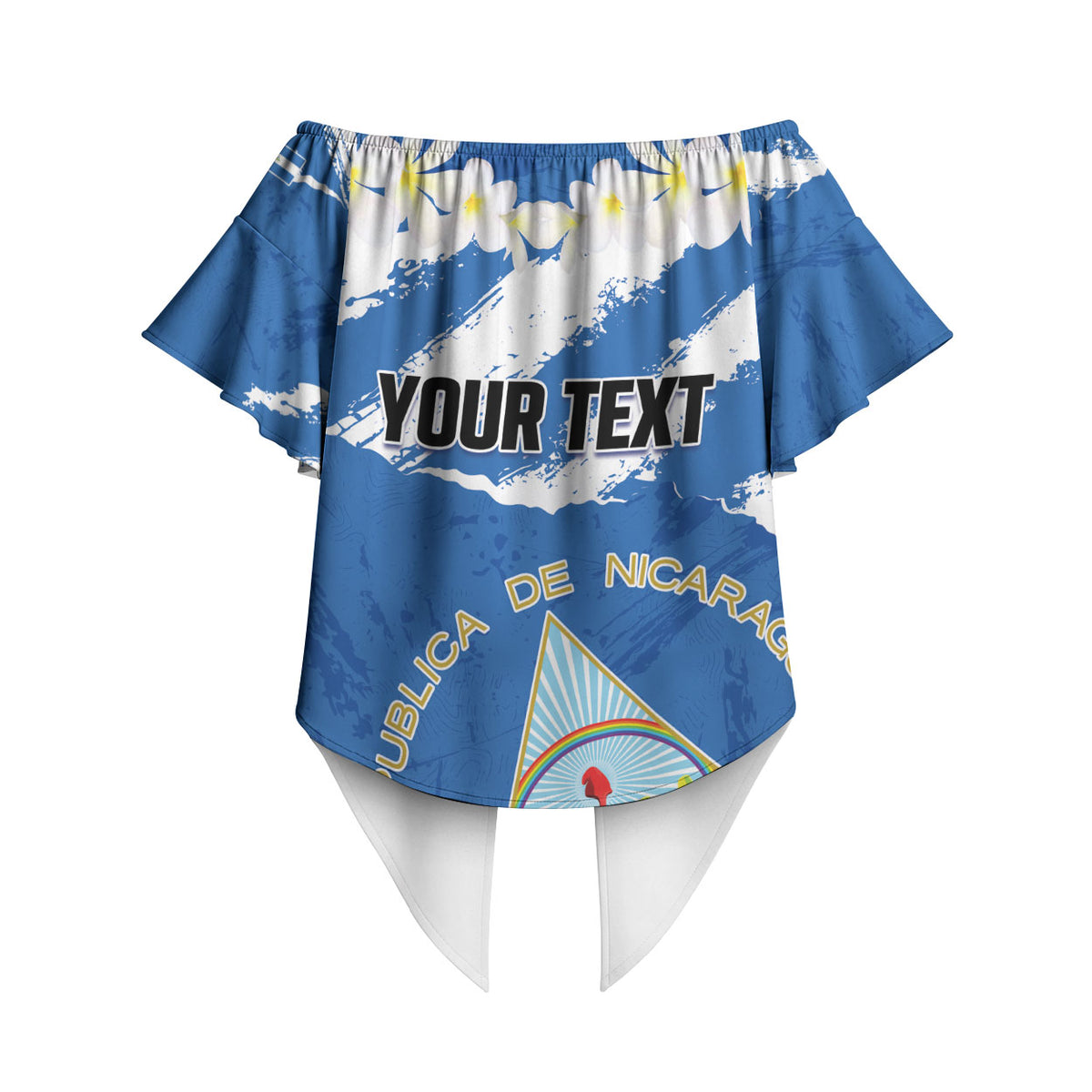Personalized Nicaragua Sacuanjoche Off Shoulder Wrap Waist Top Happy Independence Day