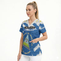 Personalized Nicaragua Sacuanjoche Scrub Top Happy Independence Day