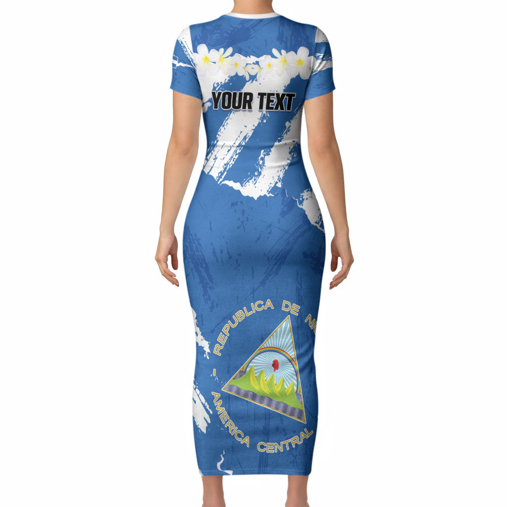 Personalized Nicaragua Sacuanjoche Short Sleeve Bodycon Dress Happy Independence Day