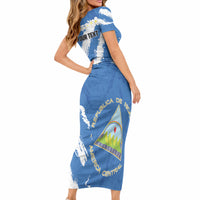 Personalized Nicaragua Sacuanjoche Short Sleeve Bodycon Dress Happy Independence Day