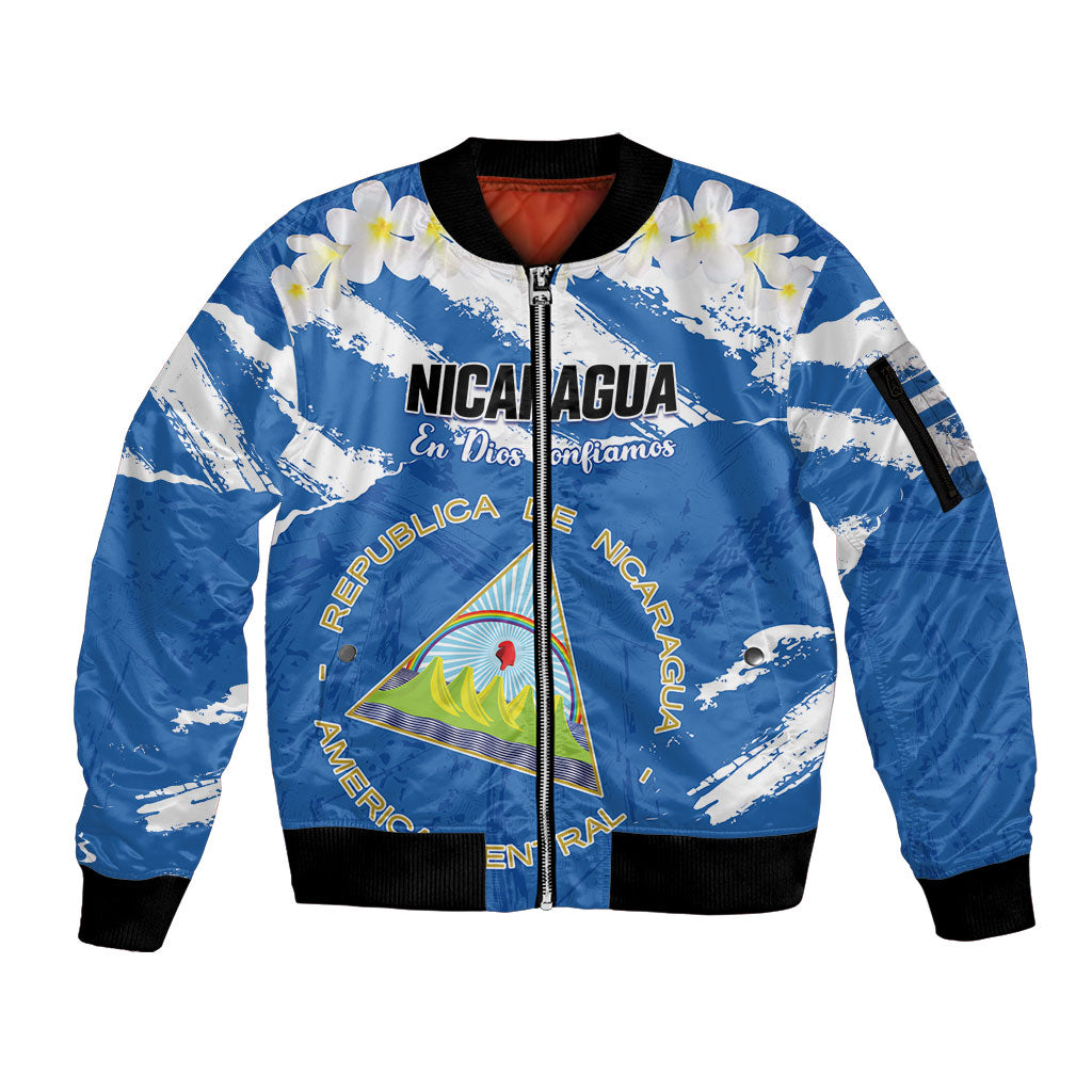Personalized Nicaragua Sacuanjoche Sleeve Zip Bomber Jacket Happy Independence Day