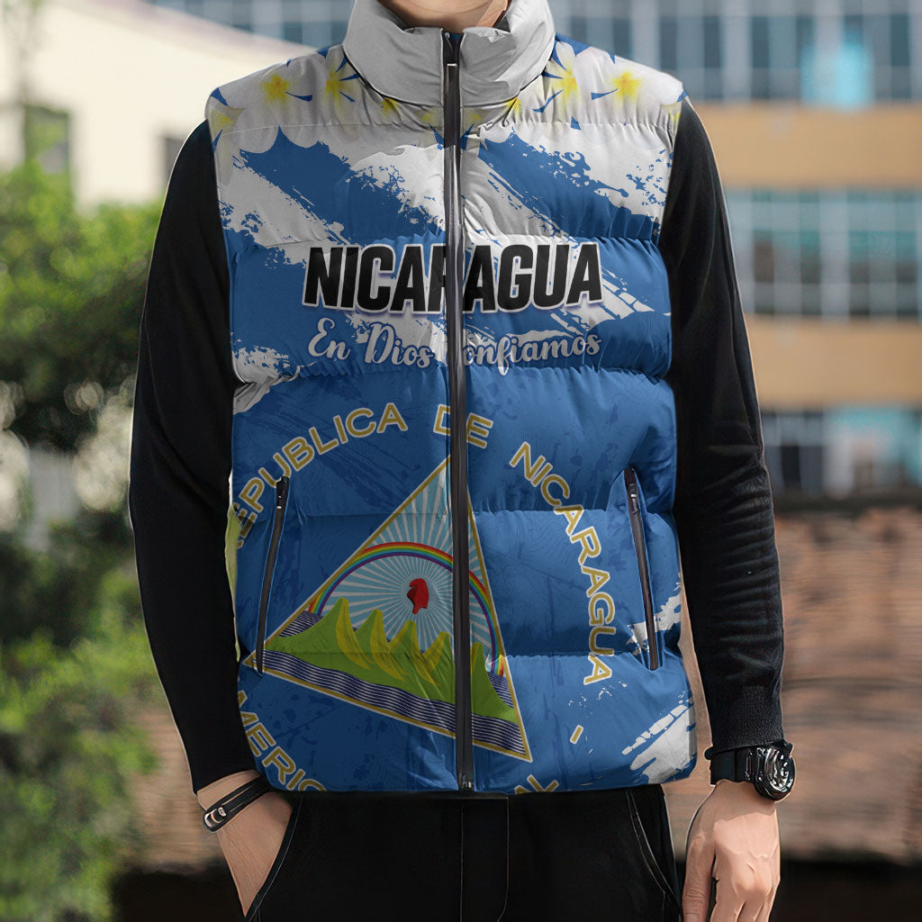 Personalized Nicaragua Sacuanjoche Sleeveless Puffer Jacket Happy Independence Day