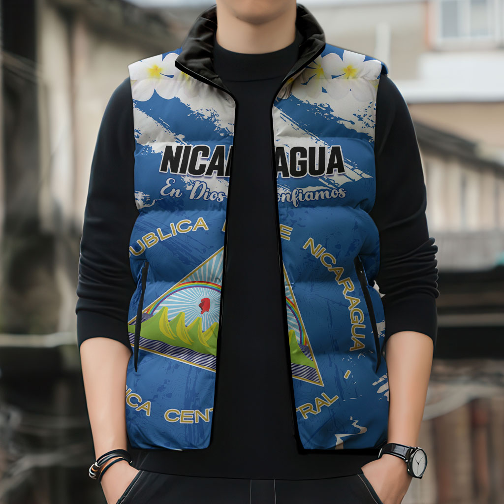 Personalized Nicaragua Sacuanjoche Sleeveless Puffer Jacket Happy Independence Day