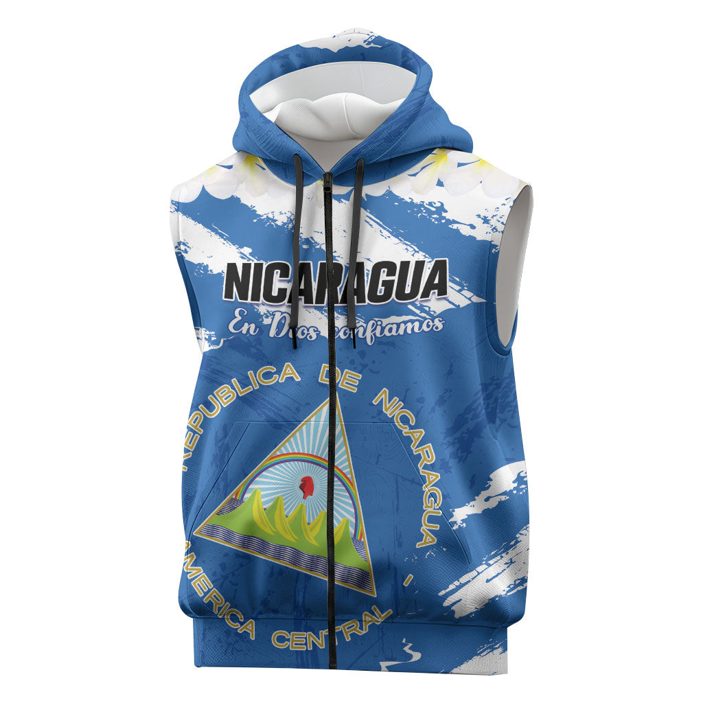 Personalized Nicaragua Sacuanjoche Sleeveless Zip Hoodie Happy Independence Day