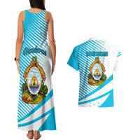 Honduras Couples Matching Tank Maxi Dress and Hawaiian Shirt Coat Of Arms With Scarlet Macaw - Wonder Print Shop