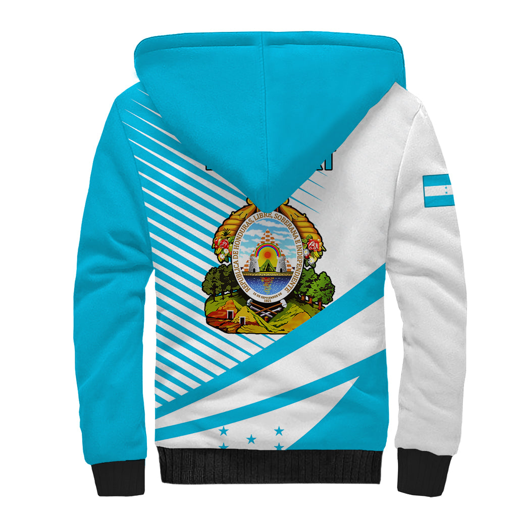 Personalised Honduras Sherpa Hoodie Coat Of Arms With Scarlet Macaw - Wonder Print Shop