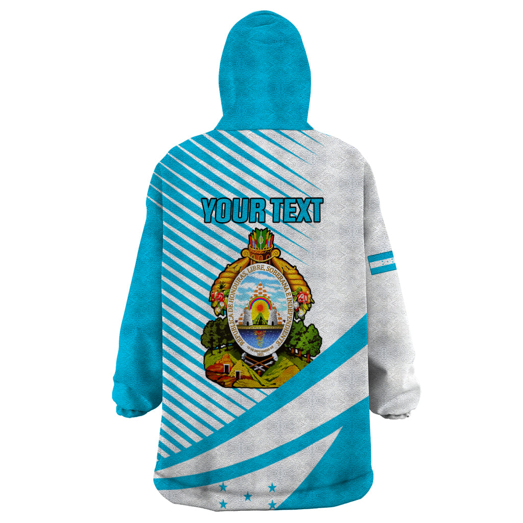 Personalised Honduras Wearable Blanket Hoodie Coat Of Arms With Scarlet Macaw - Wonder Print Shop