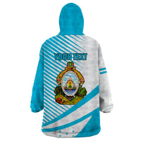 Personalised Honduras Wearable Blanket Hoodie Coat Of Arms With Scarlet Macaw - Wonder Print Shop