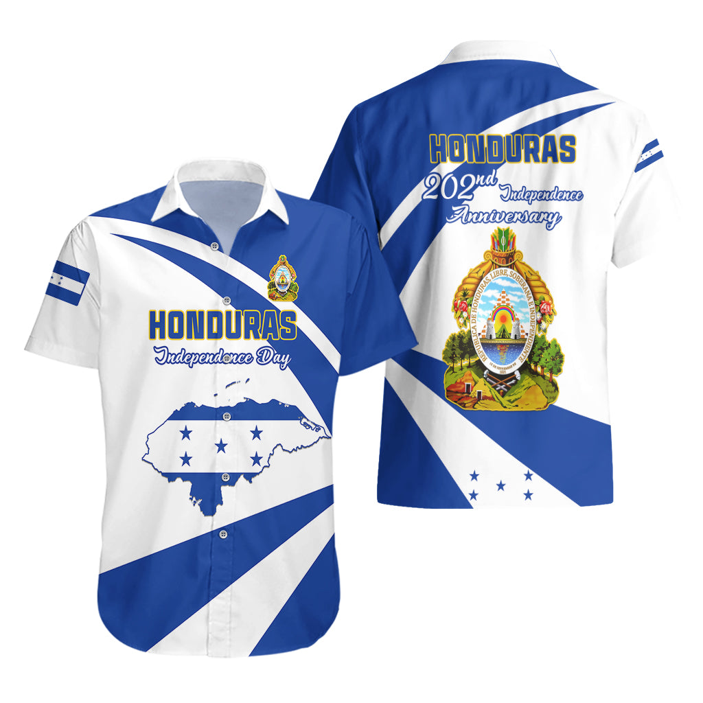 Honduras Independence Day Hawaiian Shirt Map With Coat Of Arms - Wonder Print Shop