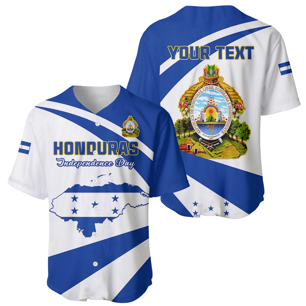 Personalised Honduras Independence Day Baseball Jersey Map With Coat Of Arms - Wonder Print Shop