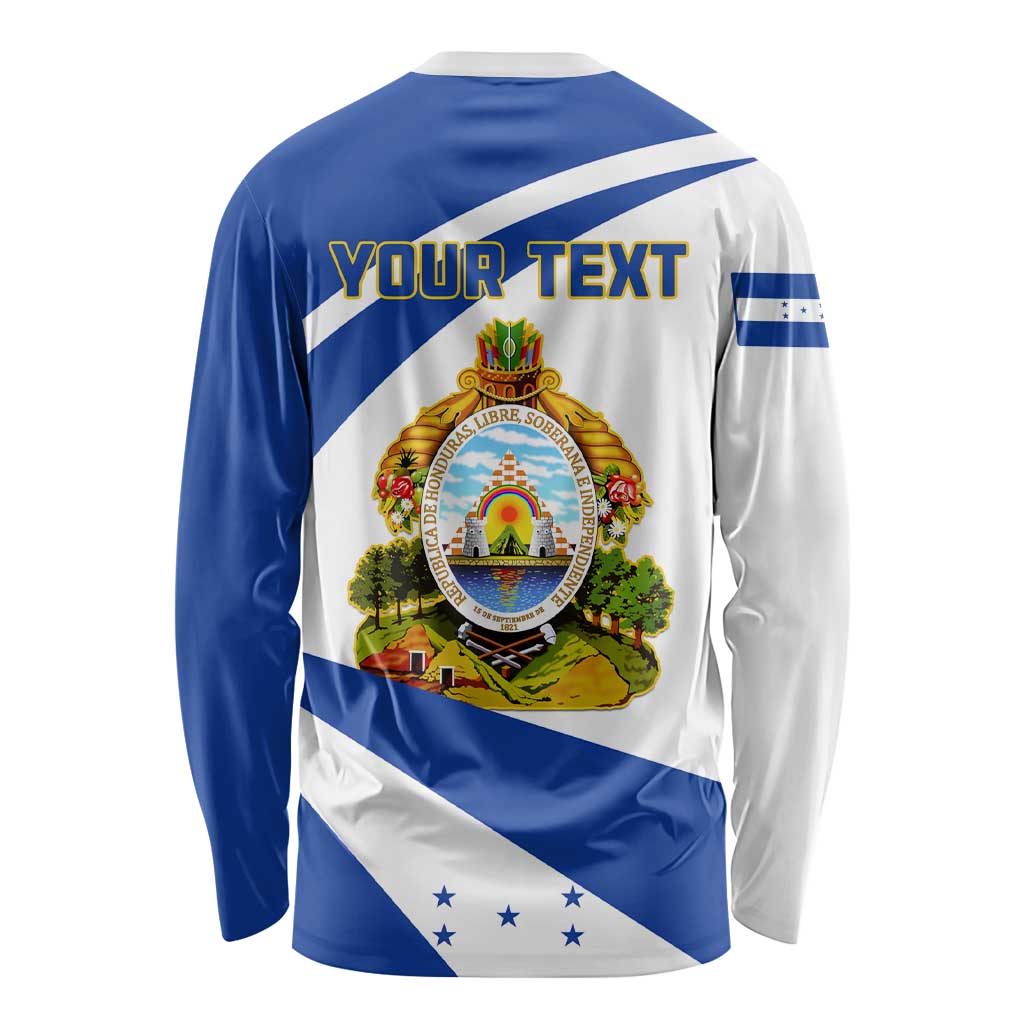 Personalised Honduras Independence Day Long Sleeve Shirt Map With Coat Of Arms LT01