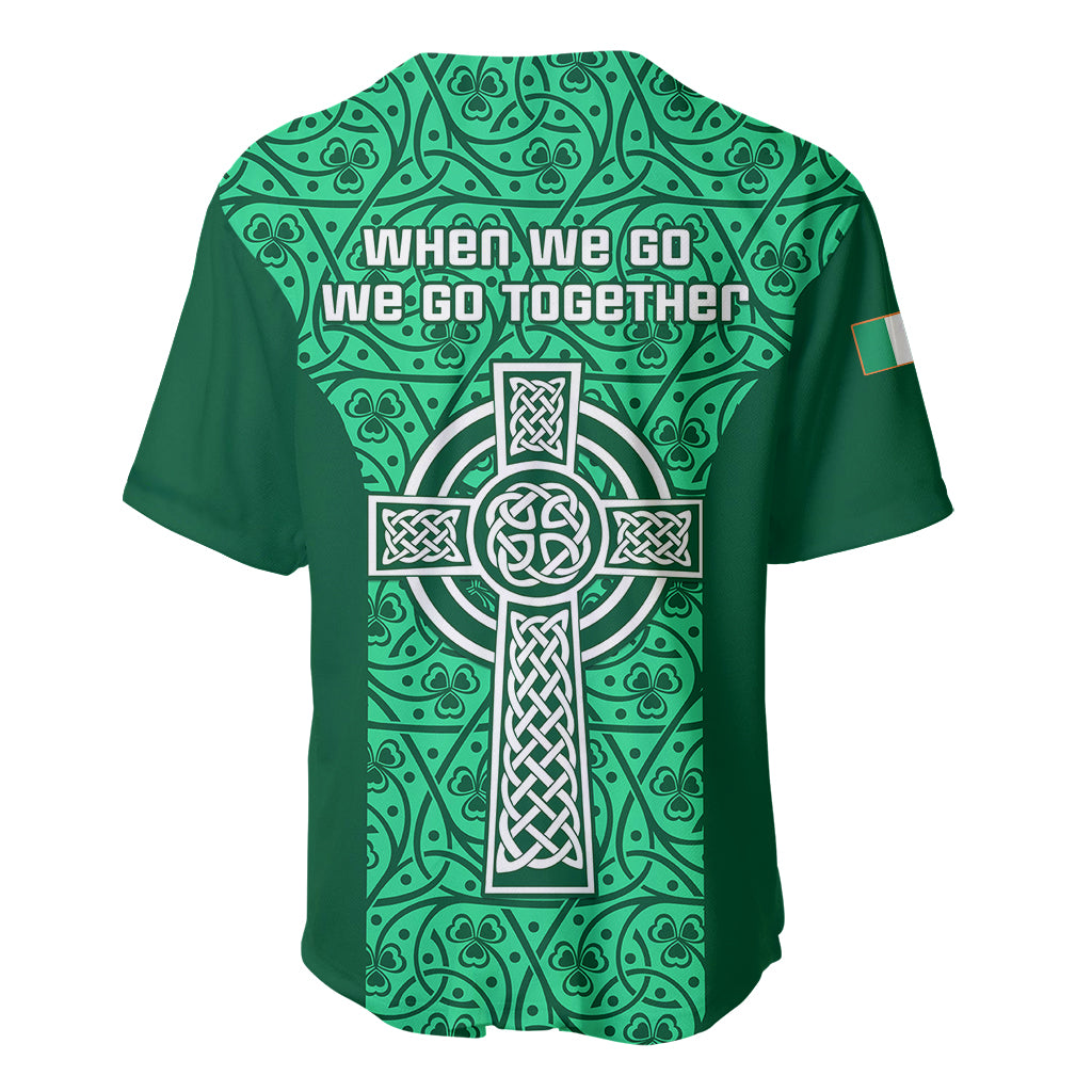 Ireland Rugby Baseball Jersey Irish Celtic Cross Mix Shamrock Pattern - Wonder Print Shop