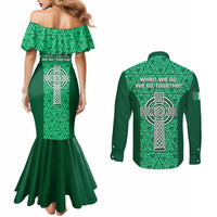 ireland-rugby-couples-matching-mermaid-dress-and-long-sleeve-button-shirts-irish-celtic-cross-mix-shamrock-pattern