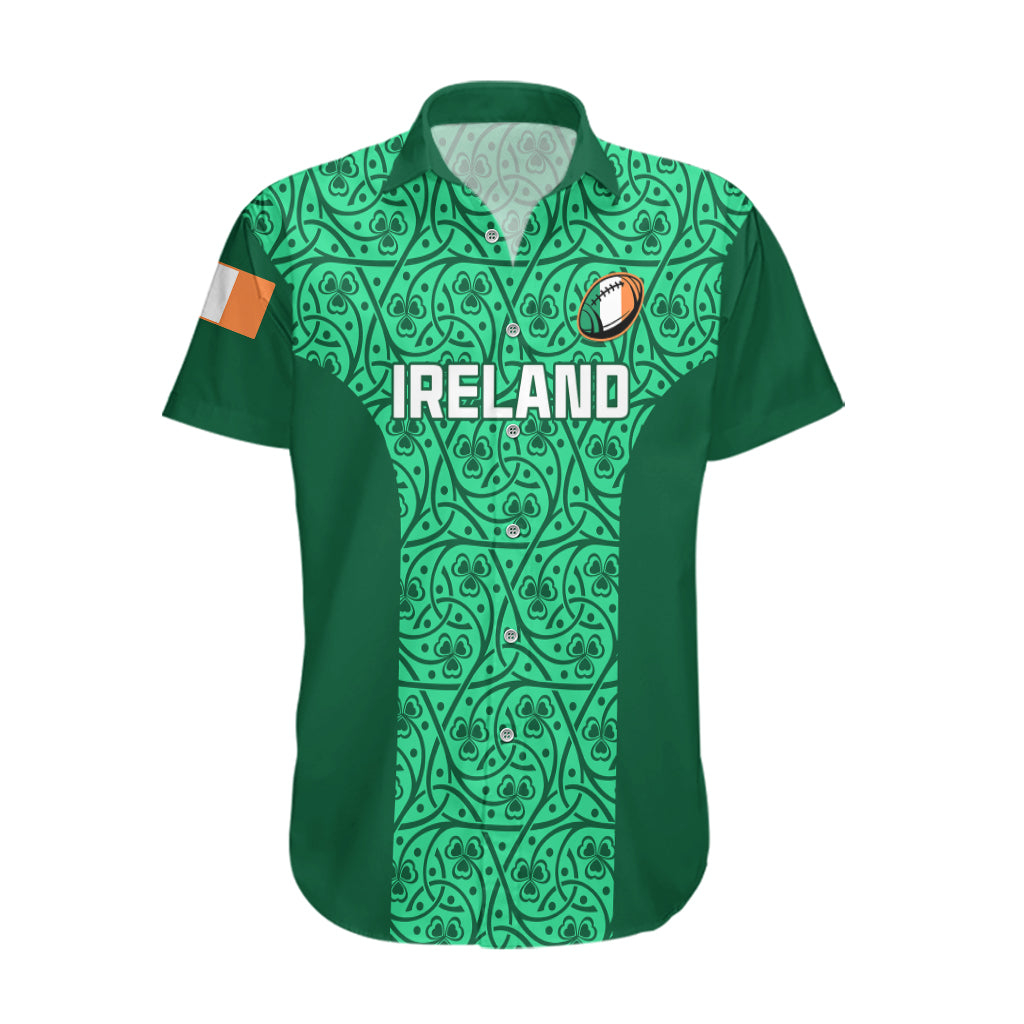 Ireland Rugby Hawaiian Shirt Irish Celtic Cross Mix Shamrock Pattern - Wonder Print Shop