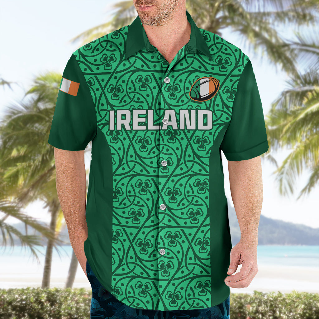 Ireland Rugby Hawaiian Shirt Irish Celtic Cross Mix Shamrock Pattern - Wonder Print Shop