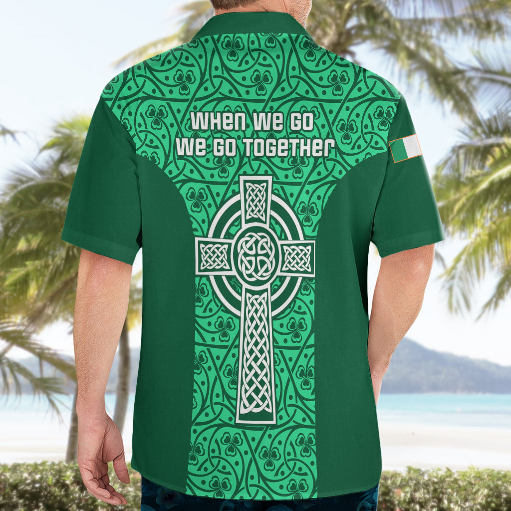 Ireland Rugby Hawaiian Shirt Irish Celtic Cross Mix Shamrock Pattern - Wonder Print Shop