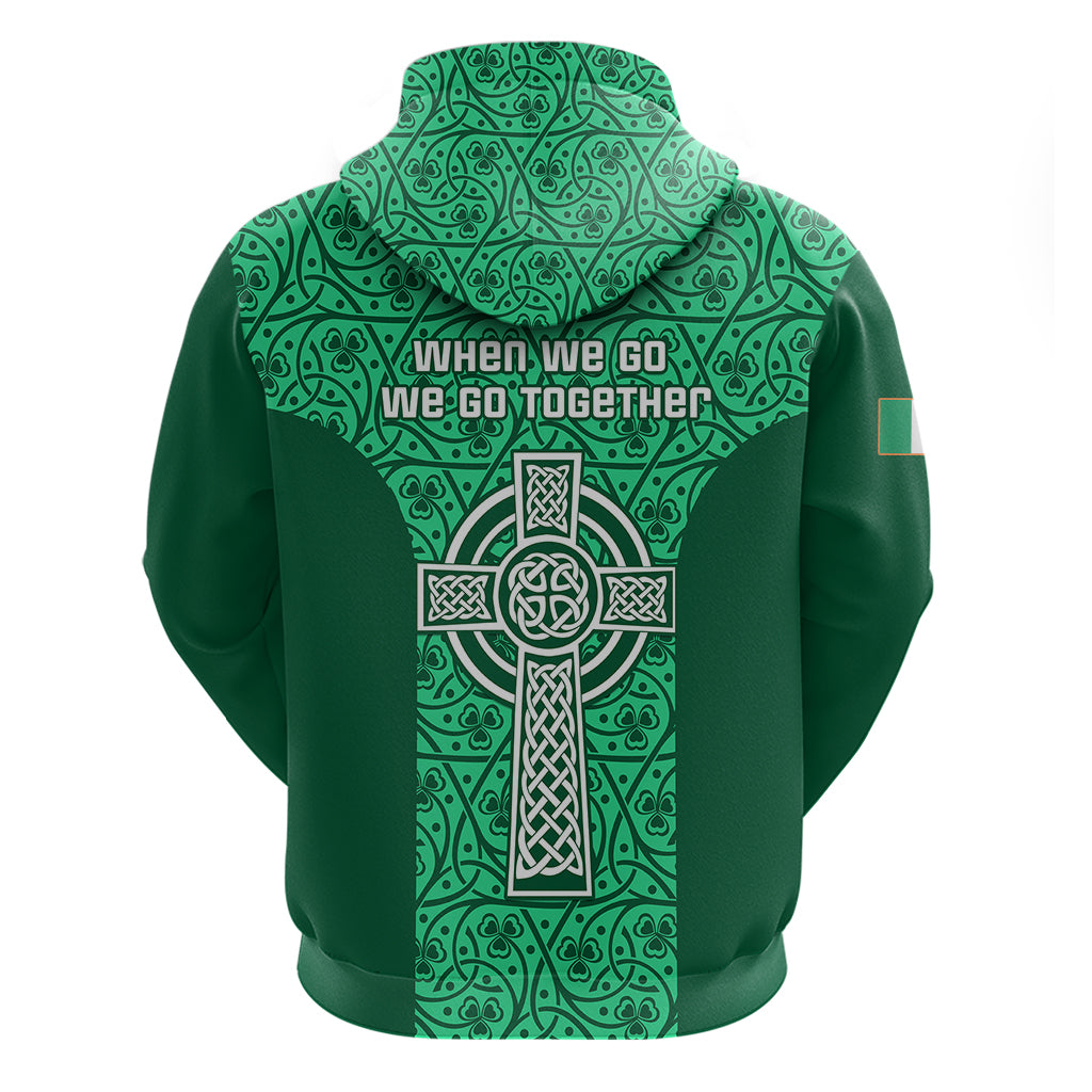 Ireland Rugby Hoodie Irish Celtic Cross Mix Shamrock Pattern - Wonder Print Shop