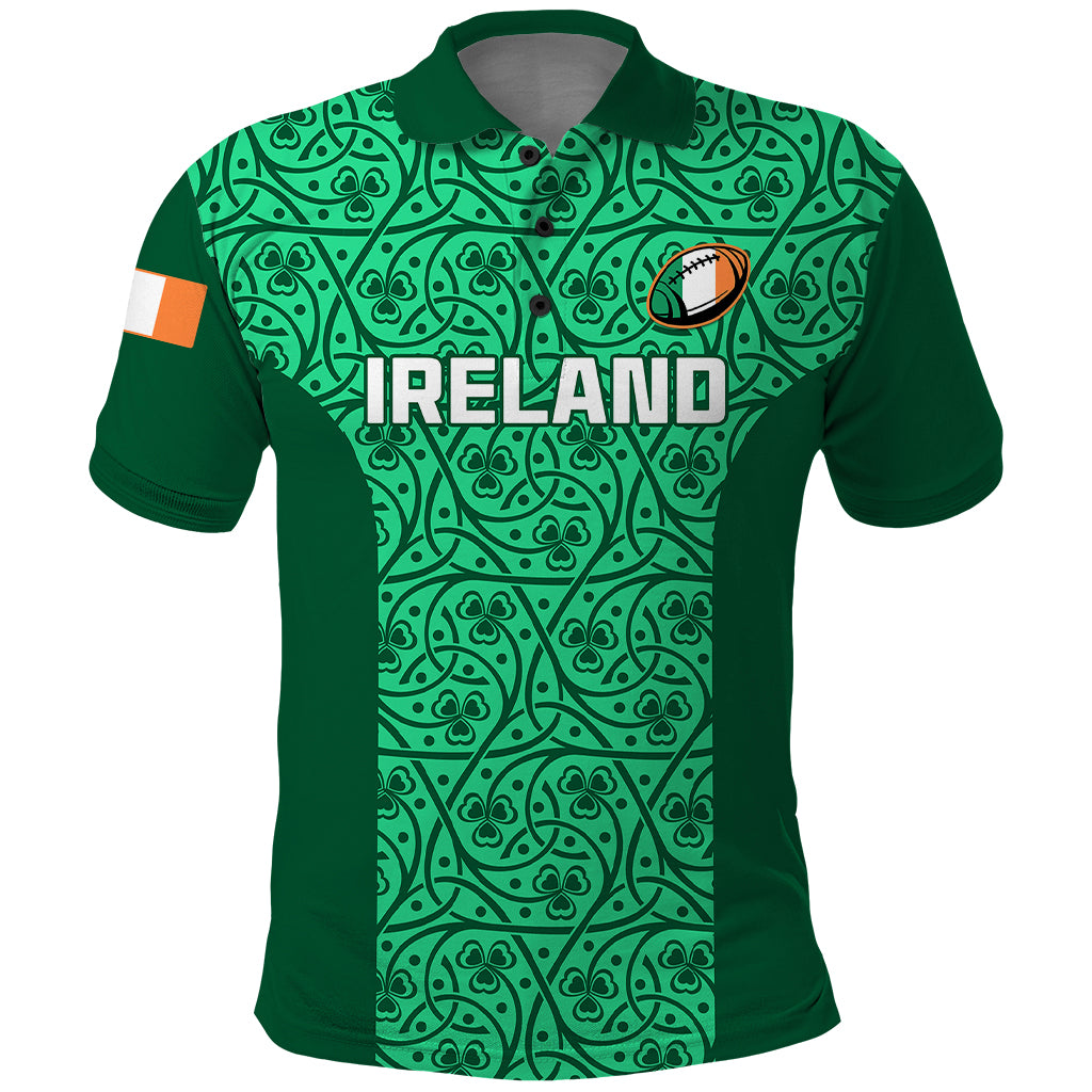 Ireland Rugby Polo Shirt Irish Celtic Cross Mix Shamrock Pattern - Wonder Print Shop