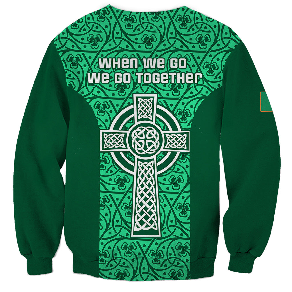 Ireland Rugby Sweatshirt Irish Celtic Cross Mix Shamrock Pattern - Wonder Print Shop