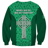 Ireland Rugby Sweatshirt Irish Celtic Cross Mix Shamrock Pattern - Wonder Print Shop