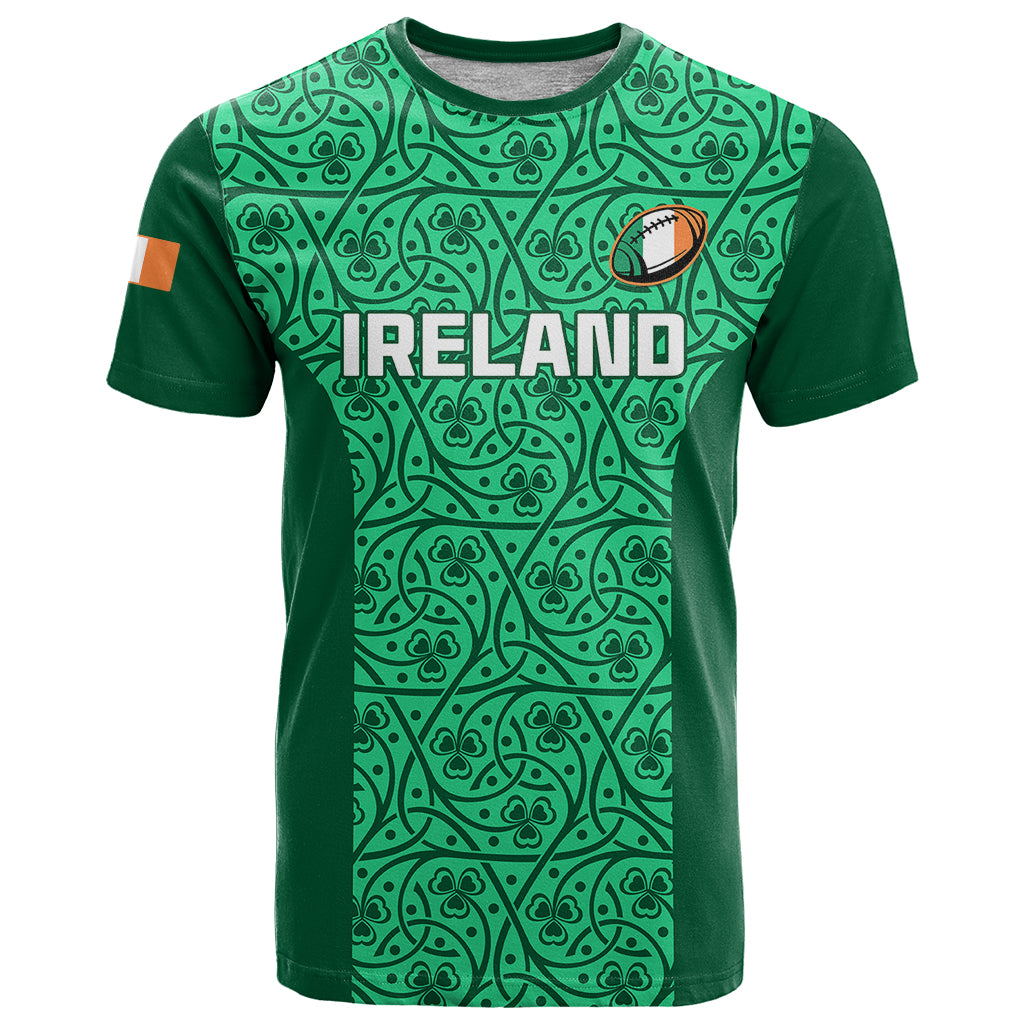 Ireland Rugby T Shirt Irish Celtic Cross Mix Shamrock Pattern - Wonder Print Shop