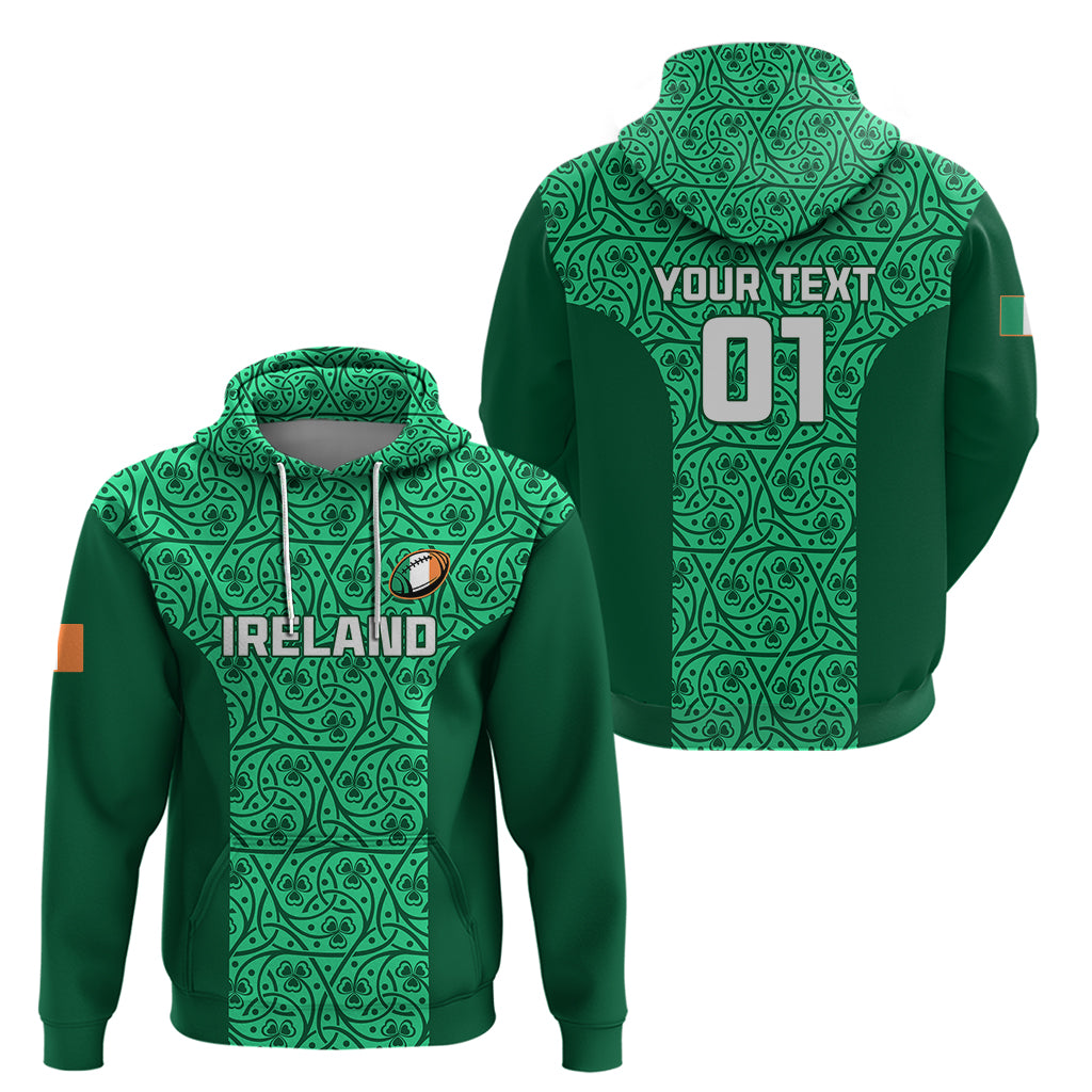 Custom Ireland Rugby Hoodie Irish Celtic Cross Mix Shamrock Pattern - Wonder Print Shop