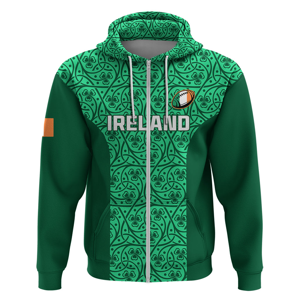 Custom Ireland Rugby Hoodie Irish Celtic Cross Mix Shamrock Pattern - Wonder Print Shop