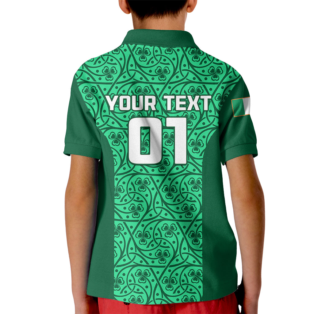 Custom Ireland Rugby Kid Polo Shirt Irish Celtic Cross Mix Shamrock Pattern - Wonder Print Shop
