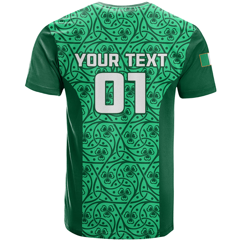 Custom Ireland Rugby T Shirt Irish Celtic Cross Mix Shamrock Pattern - Wonder Print Shop