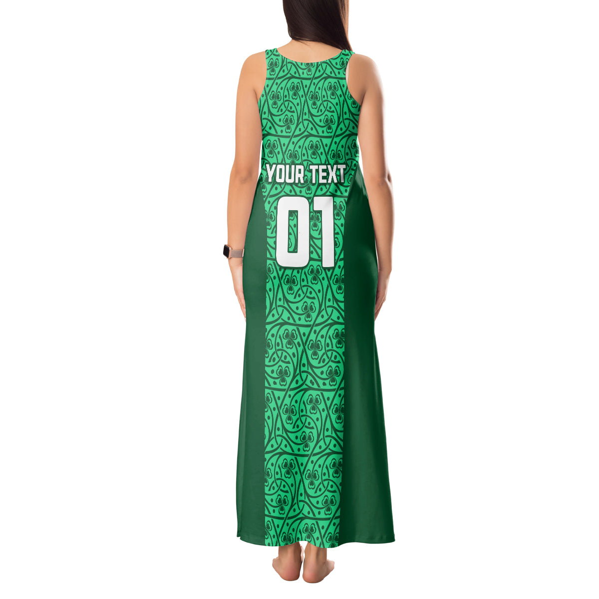 Custom Ireland Rugby Tank Maxi Dress Irish Celtic Cross Mix Shamrock Pattern - Wonder Print Shop