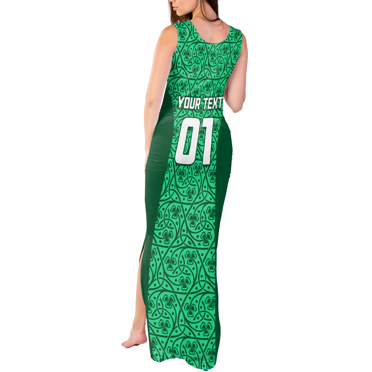 Custom Ireland Rugby Tank Maxi Dress Irish Celtic Cross Mix Shamrock Pattern - Wonder Print Shop