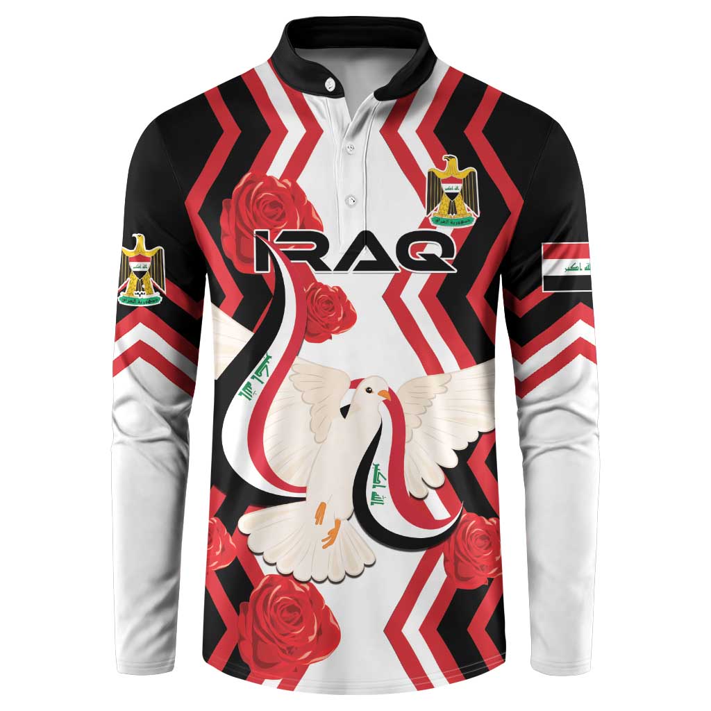 Personalized Iraq Independence Day Button Sweatshirt Dove Carrying Flag - Wonder Print Shop