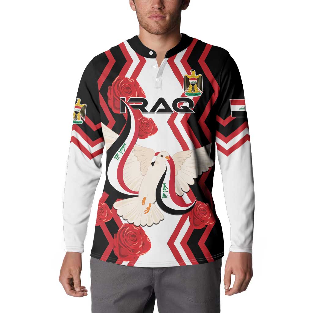 Personalized Iraq Independence Day Button Sweatshirt Dove Carrying Flag - Wonder Print Shop