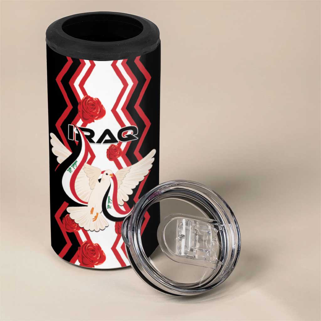 Personalized Iraq Independence Day 4 in 1 Can Cooler Tumbler Dove Carrying Flag - Wonder Print Shop