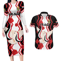 Personalized Iraq Independence Day Couples Matching Long Sleeve Bodycon Dress and Hawaiian Shirt Dove Carrying Flag - Wonder Print Shop